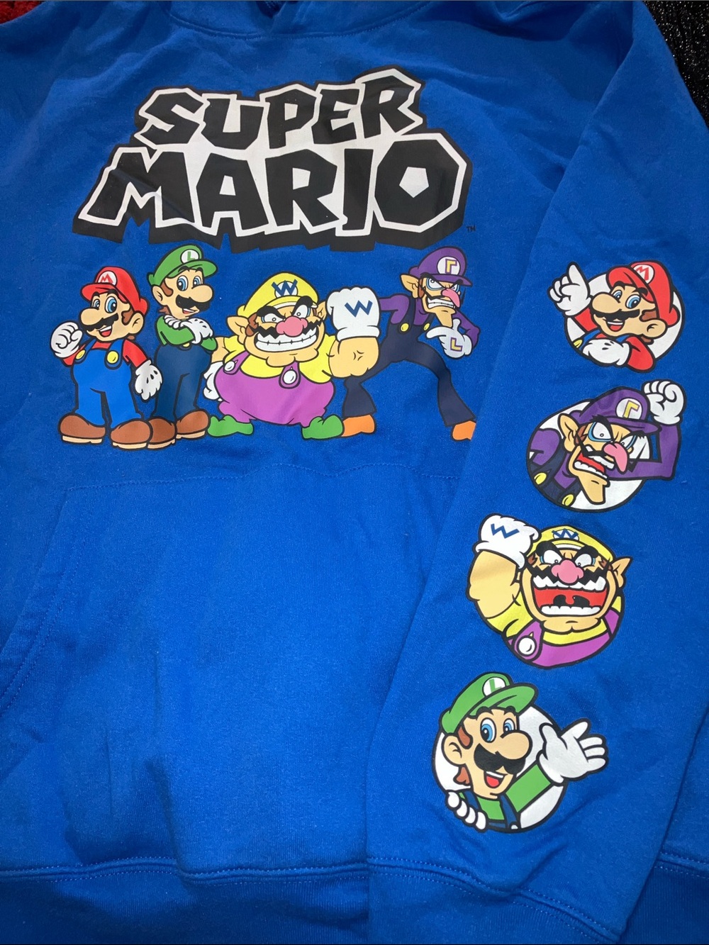 Nintendo Blue Super Mario Character Pullover Sweatshirt  by Mad Engine